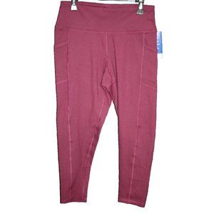 Womens Champion Plus Size 1X Authentic 7/8 pants Leggings Maroon 25" Inseam NEW